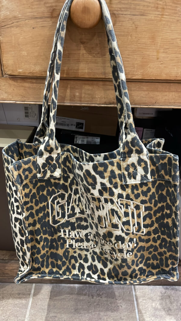 Ganni Leopard tote