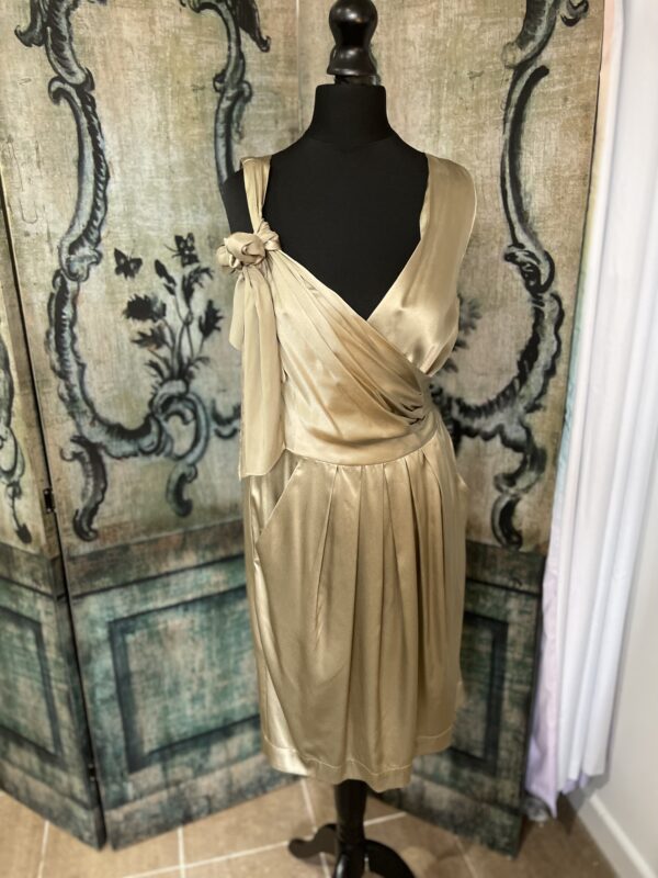 DKNY Antique Gold Silk Dress UK8