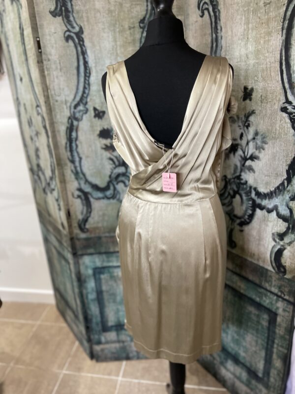 DKNY Antique Gold Silk Dress UK8 - Image 4