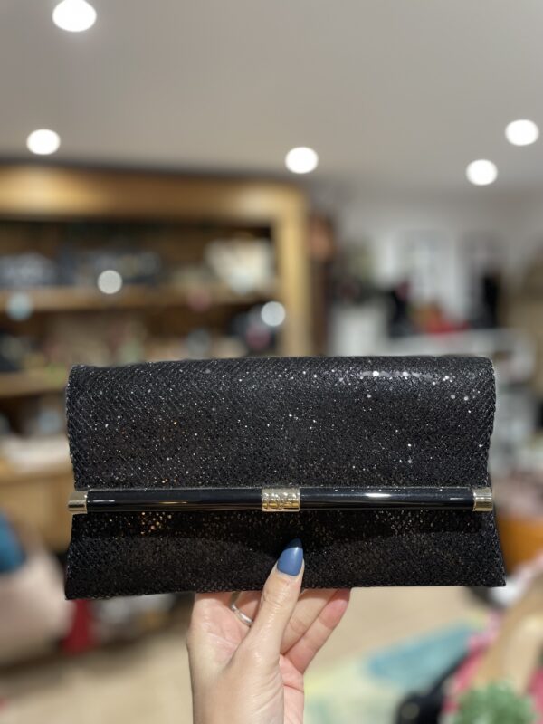 Diane Von Furstenberg Black Glitter Clutch